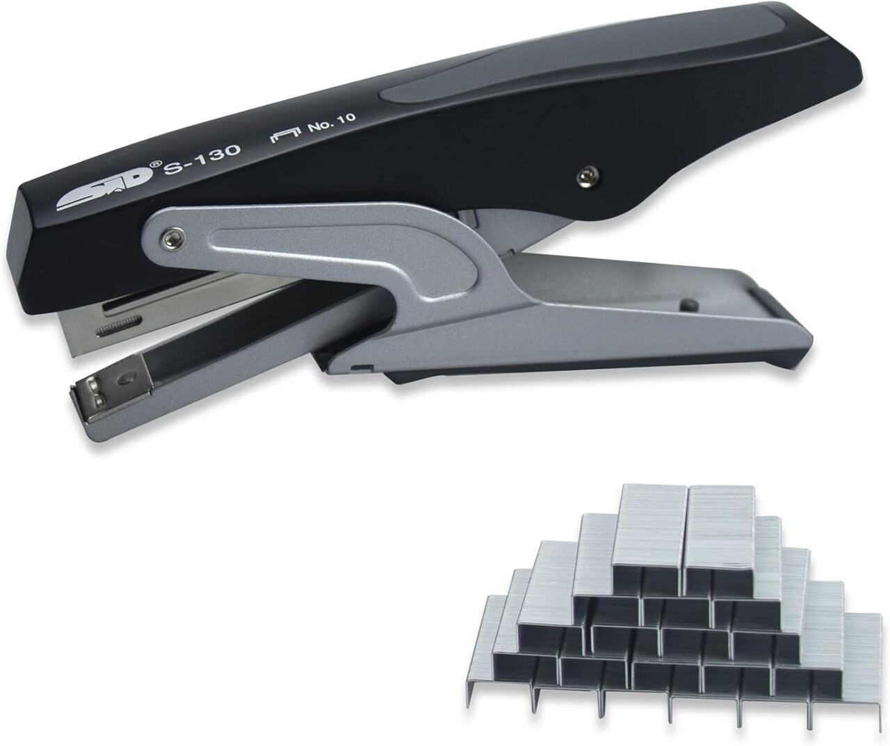 Handheld Plier Stapler, Desktop Stapler, Sturdy Metal Hand Stapler for Office, School and Home, Only Can Use with NO.10 Staples, Black, 2024 Gifts